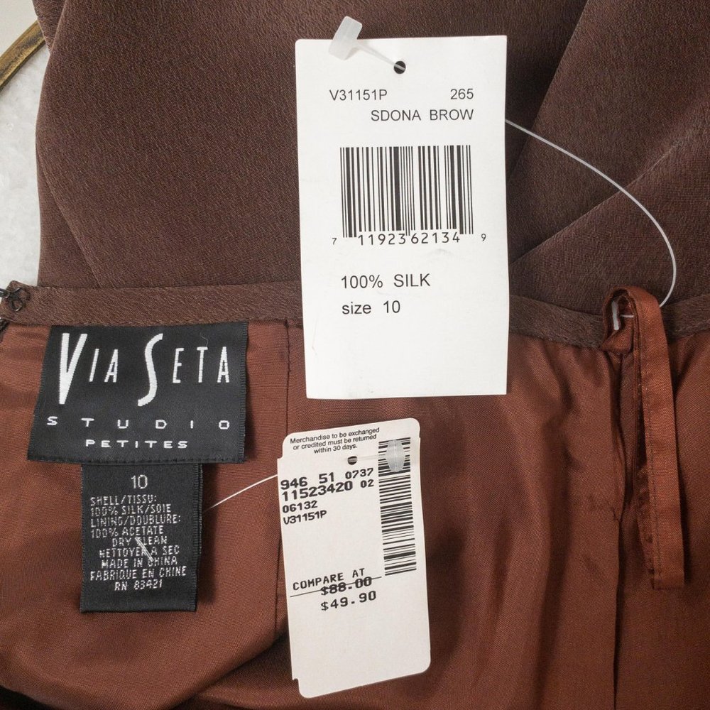 Vintage 90s M Sueded Silk Skirt Power Suit Brown - Picture 15 of 16